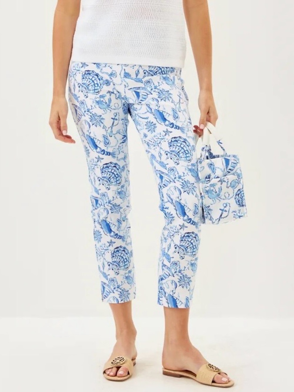 Lilly Pulitzer Blue & White Nautical Print Pants sz16